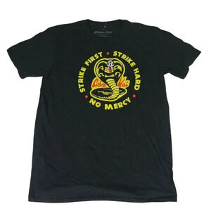 Cobra Kai "Strike First Strike Hard No Mercy" Logo Netflix TV Show Shirt Mens L